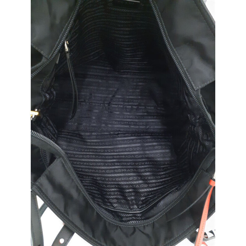 Prada Tessuto Black studded Convertible Vela leather STUDDED Tote - Picture 3 of 9